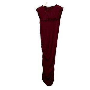 susana monaco wine ruched sides jersey knit Fall Color maxi dress L